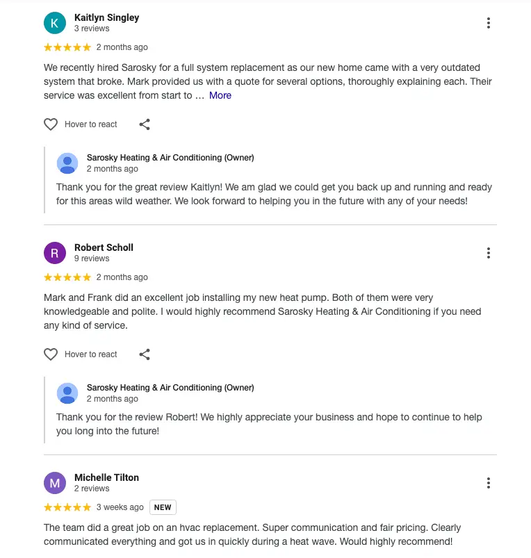 Sarosky Google Reviews